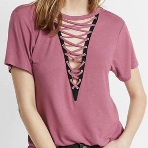 Express Boyfriend Lace Up Top